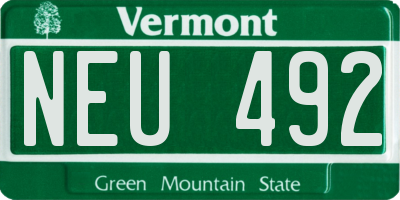 VT license plate NEU492