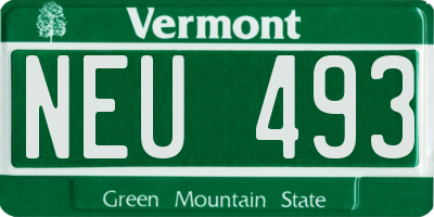 VT license plate NEU493