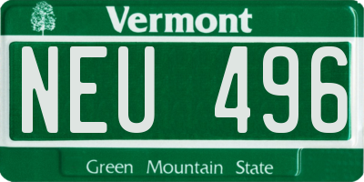 VT license plate NEU496