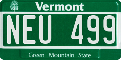 VT license plate NEU499