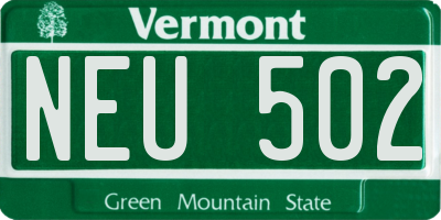 VT license plate NEU502
