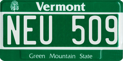 VT license plate NEU509