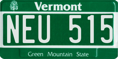 VT license plate NEU515