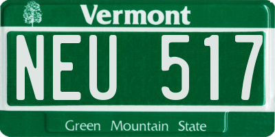 VT license plate NEU517