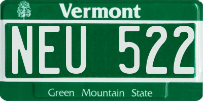 VT license plate NEU522