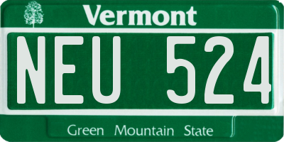 VT license plate NEU524