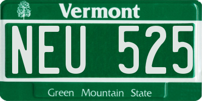 VT license plate NEU525
