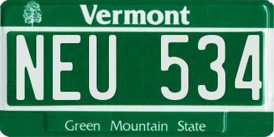 VT license plate NEU534