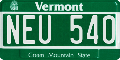 VT license plate NEU540