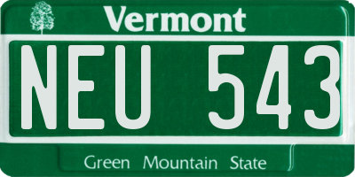 VT license plate NEU543