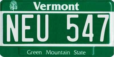 VT license plate NEU547