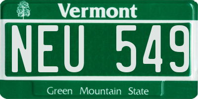 VT license plate NEU549