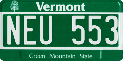 VT license plate NEU553