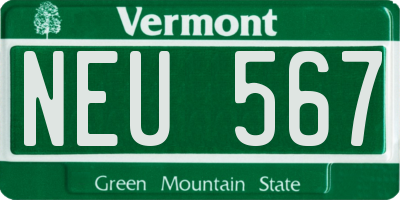 VT license plate NEU567