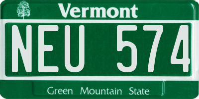 VT license plate NEU574