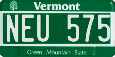 VT license plate NEU575