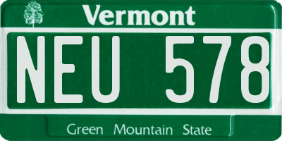 VT license plate NEU578