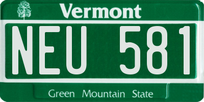 VT license plate NEU581