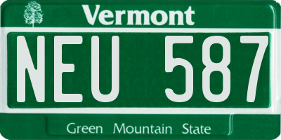 VT license plate NEU587