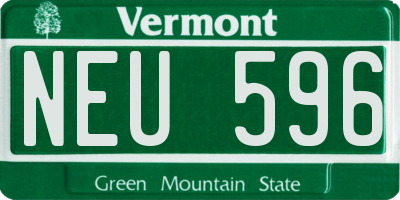 VT license plate NEU596