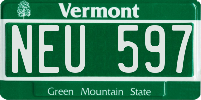 VT license plate NEU597