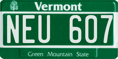 VT license plate NEU607