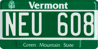 VT license plate NEU608