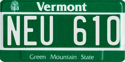 VT license plate NEU610