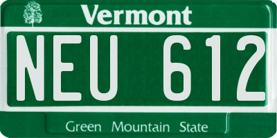 VT license plate NEU612