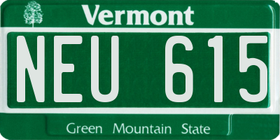 VT license plate NEU615