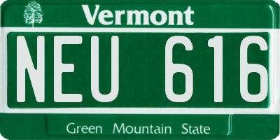VT license plate NEU616
