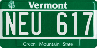 VT license plate NEU617