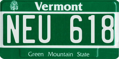VT license plate NEU618