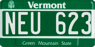 VT license plate NEU623