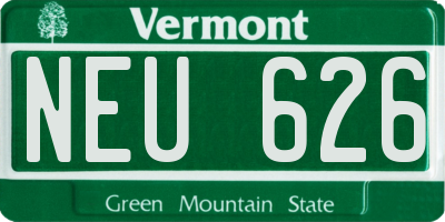 VT license plate NEU626