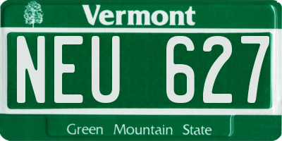 VT license plate NEU627