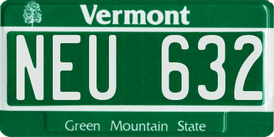 VT license plate NEU632