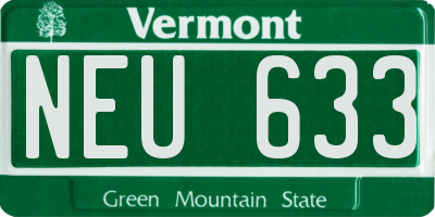 VT license plate NEU633