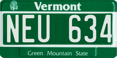VT license plate NEU634