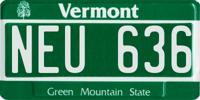 VT license plate NEU636