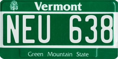 VT license plate NEU638