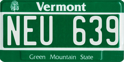 VT license plate NEU639