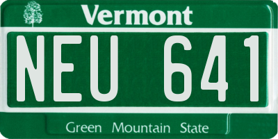 VT license plate NEU641