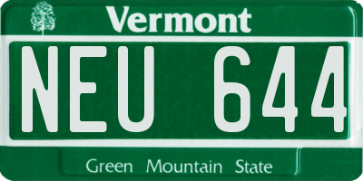 VT license plate NEU644