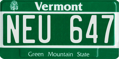 VT license plate NEU647