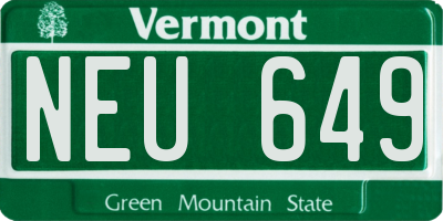 VT license plate NEU649
