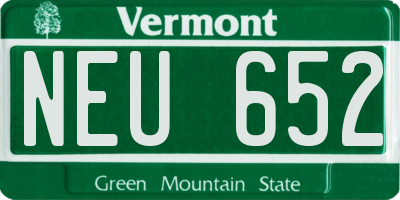 VT license plate NEU652