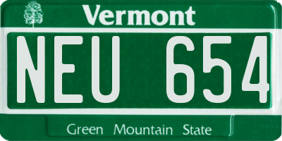 VT license plate NEU654