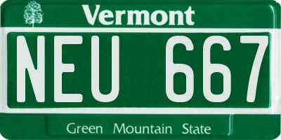 VT license plate NEU667