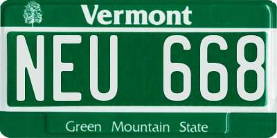 VT license plate NEU668